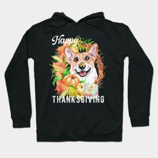 Pembroke Welsh Corgi Dog Owner Thanksgiving Celebration Harvest Theme Hoodie